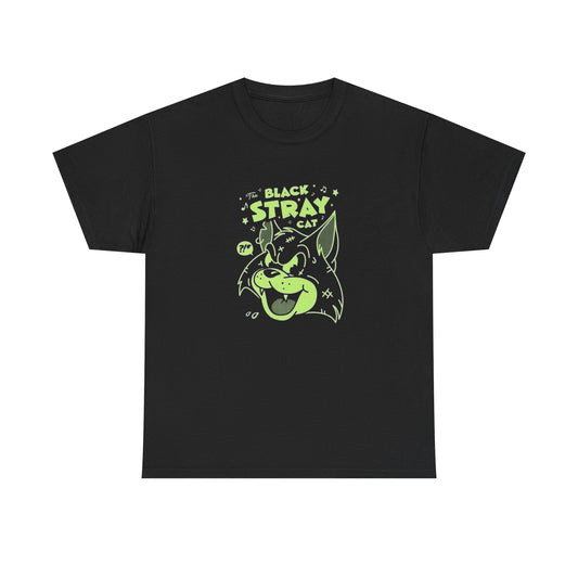 The Black Stray Cat Alley Cat Graphic T Shirt Unisex Heavy Cotton Tee