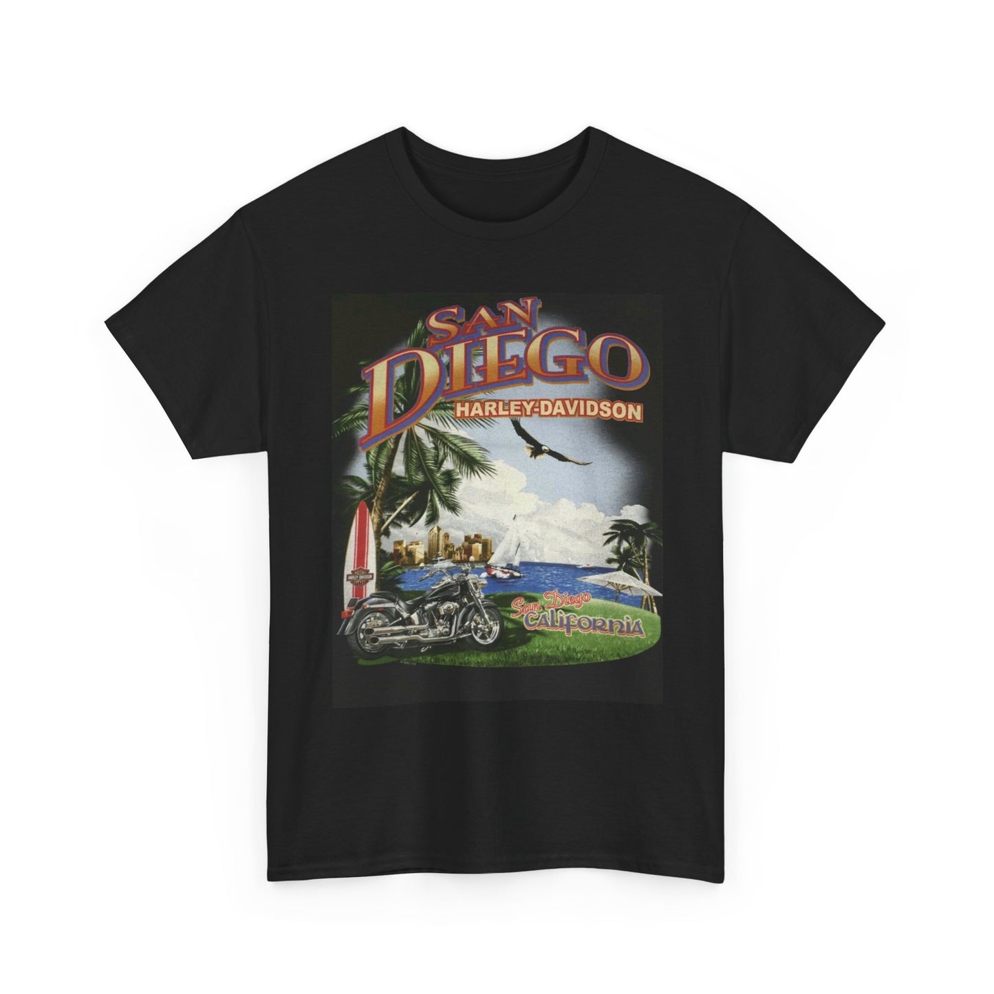 San Diego Harley Davidson Graphic T Shirt Vintage Unisex Heavy Cotton Tee
