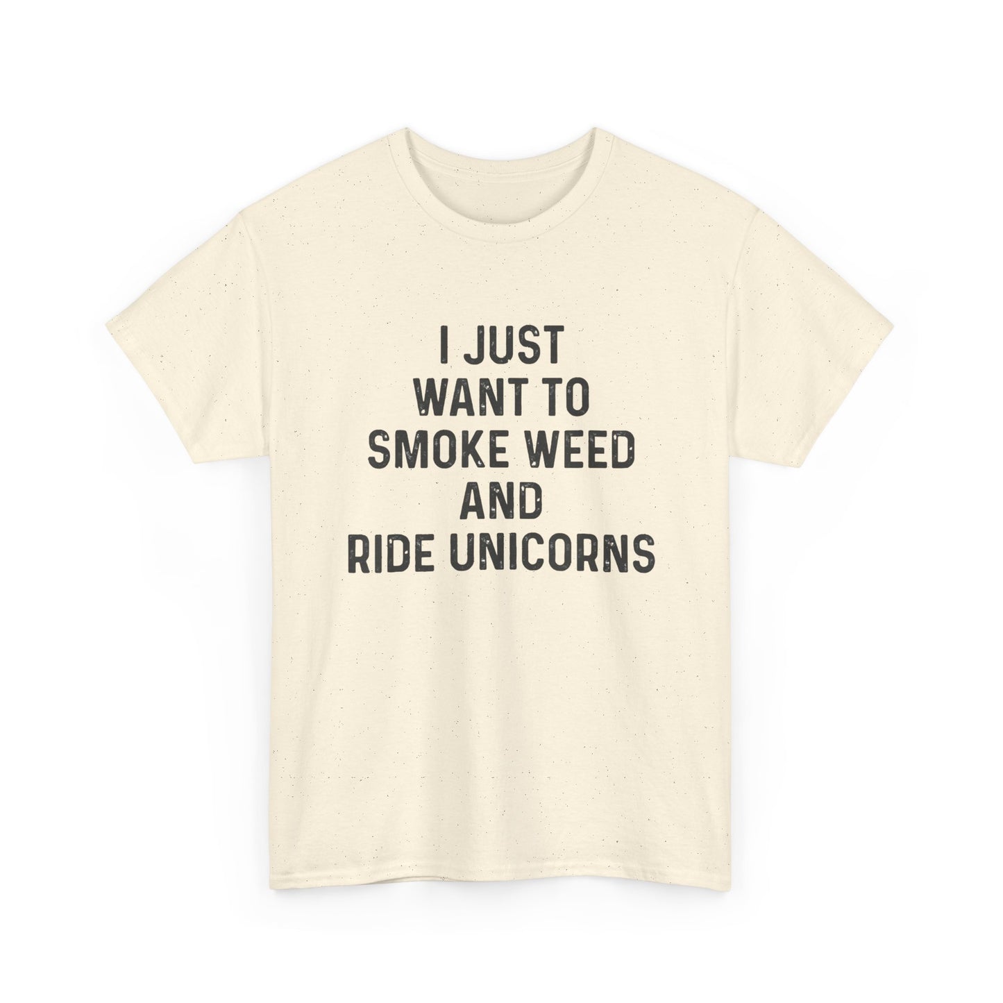 Smoke Weed And Ride Unicorns Funny T-Shirt Unisex Heavy Cotton Tee Gift New