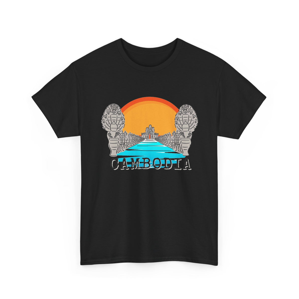 Cambodia Angkor Wat Sunset T-Shirt Men's Graphic Tee Retro