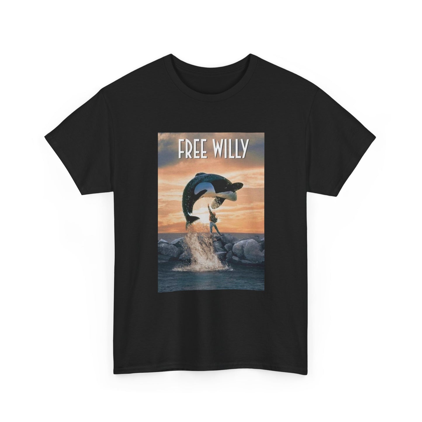 Free Willy Tshirt Retro Movie Poster 90s Kids Vintage Unisex Heavy Cotton Tee