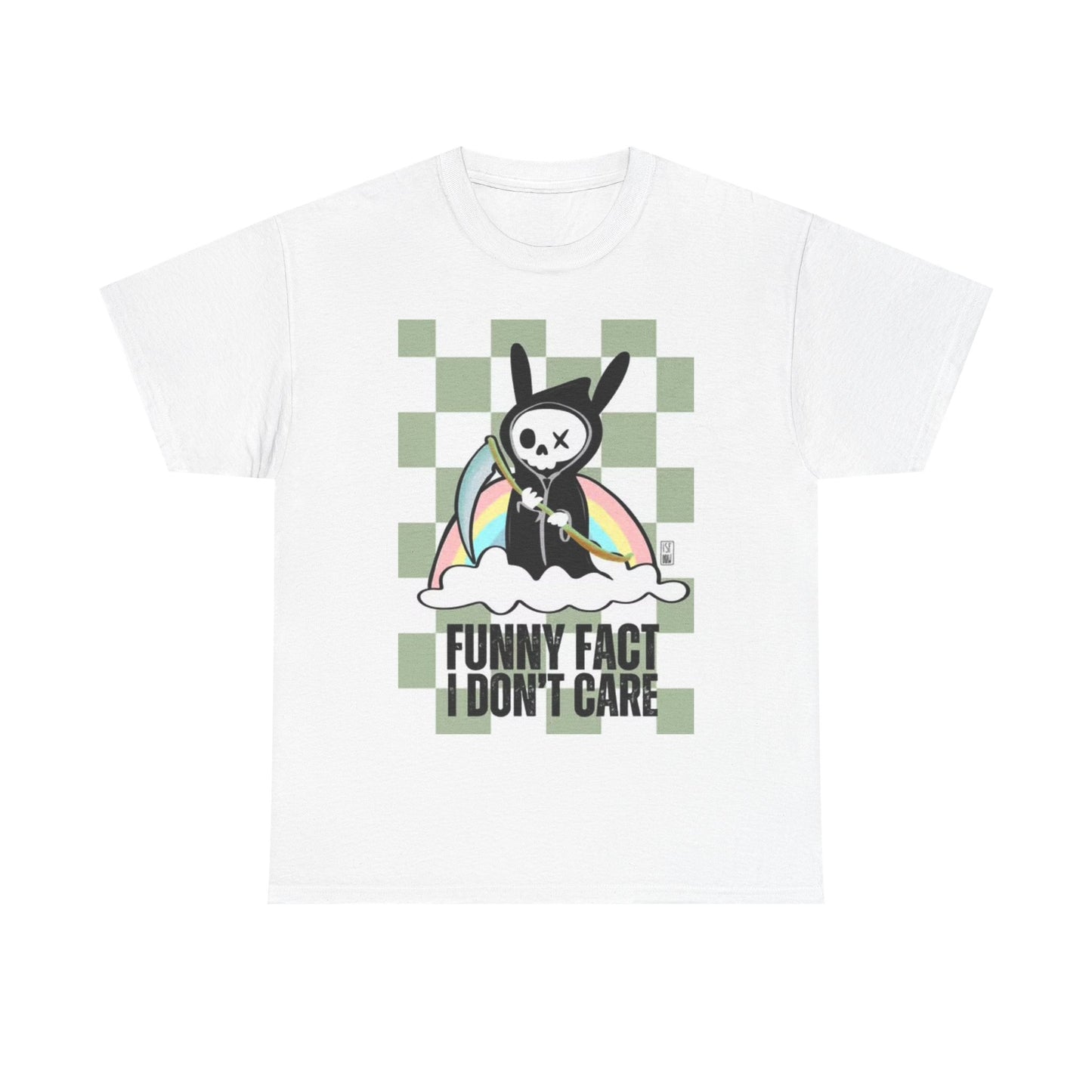 Fun Fact I Don't Care Grim Reaper Shirt Unisex Heavy Cotton Tee