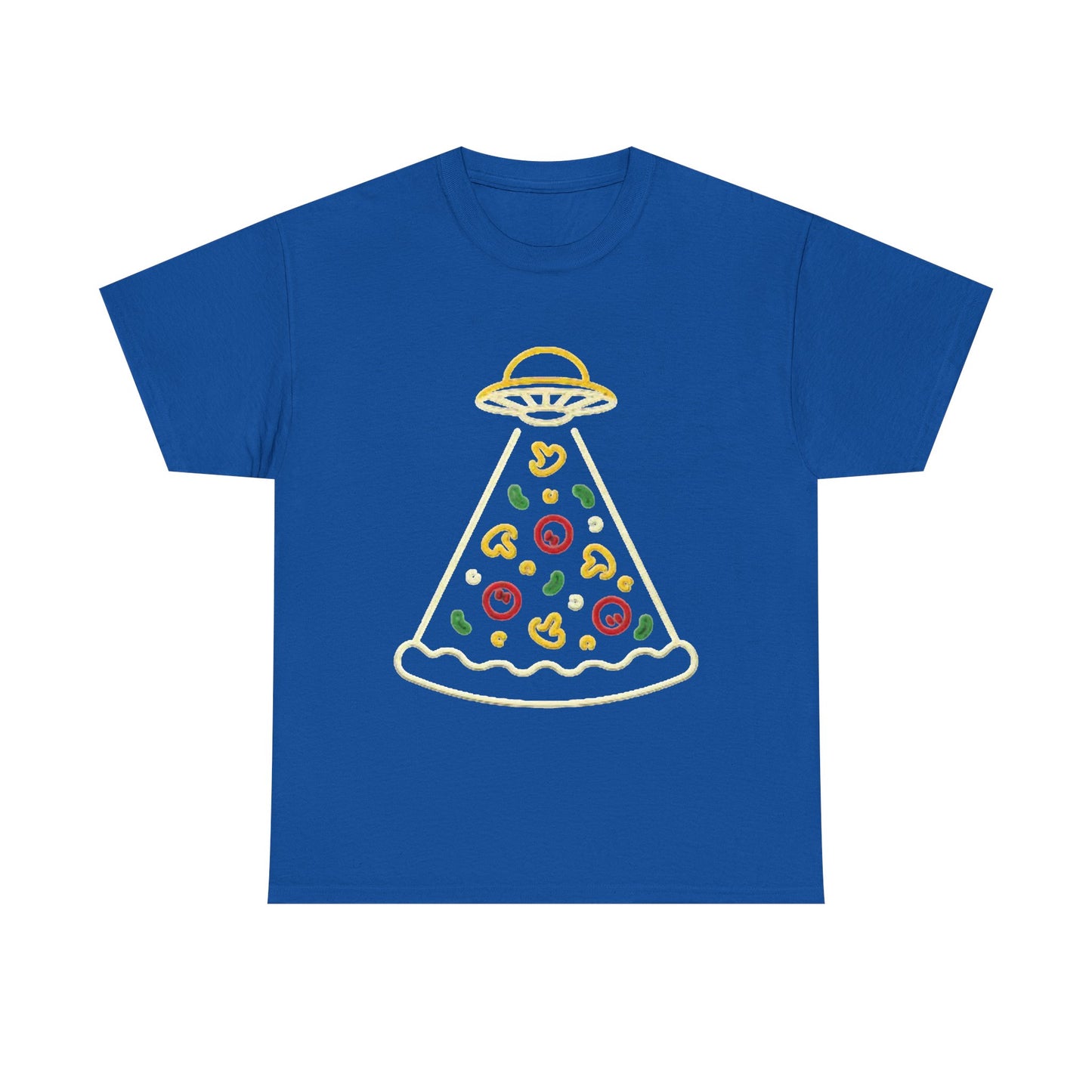Space Pizza Shirt Funny Aliens One Bite Pizza Graphic Unisex Heavy Cotton Tee