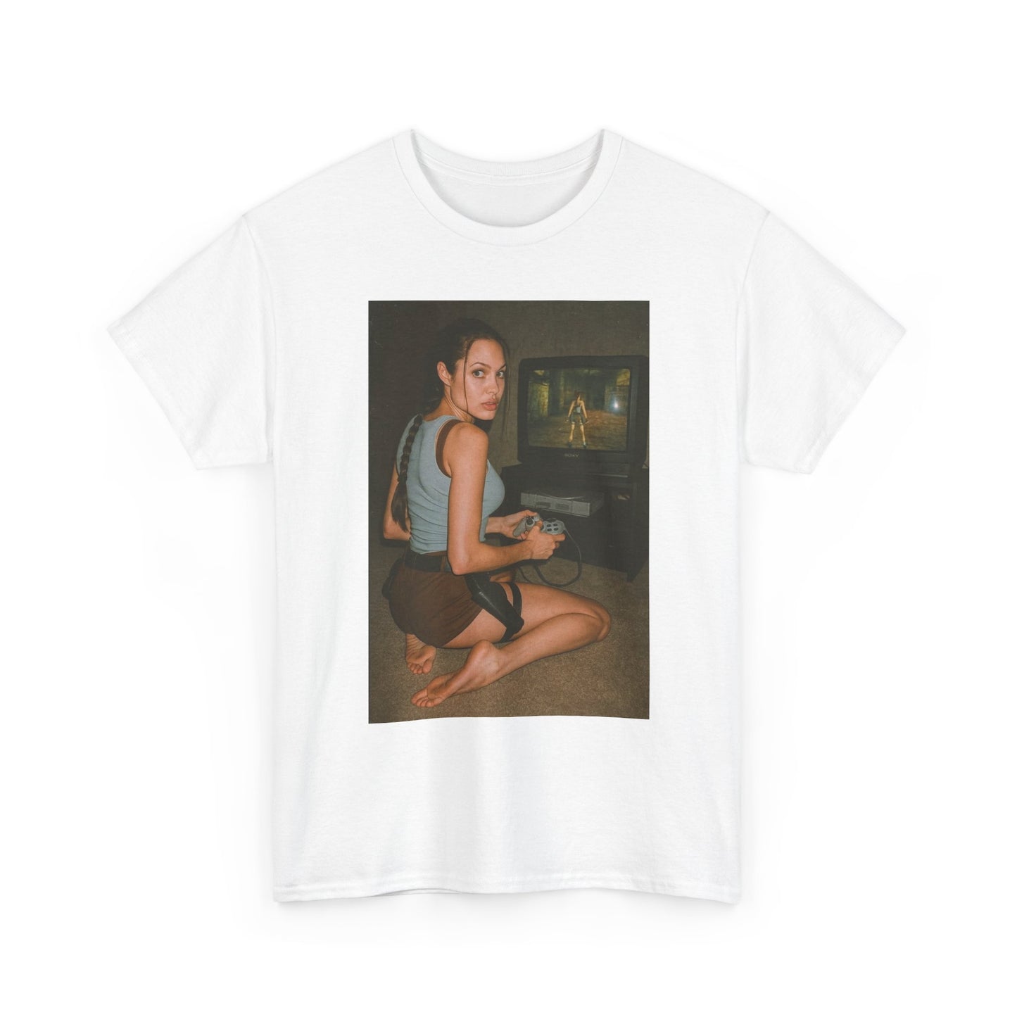 Tomb raider Graphic T Shirt Vintage Lara Croft Funny  Unisex Heavy Cotton Tee