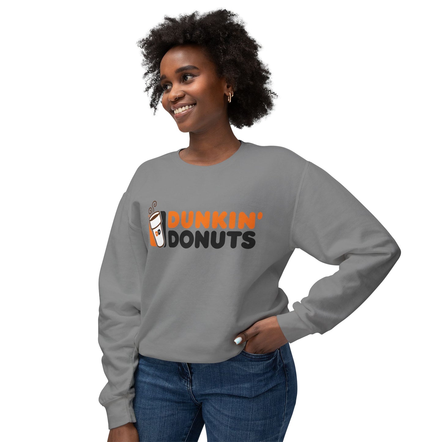 Dunkin Donuts Graphic Retro Logo Coffee Lover Lightweight Crewneck Sweatshirt