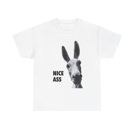 Nice Ass T Shirt Funny Donkey Animal Jokes Comedy Gift Unisex Heavy Cotton Tee