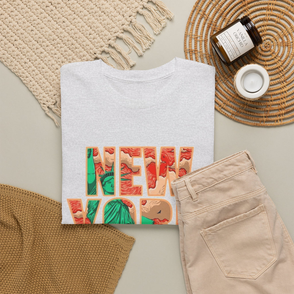 New York City Art Graphic T Shirt Men's Retro Heavy Cotton Tee