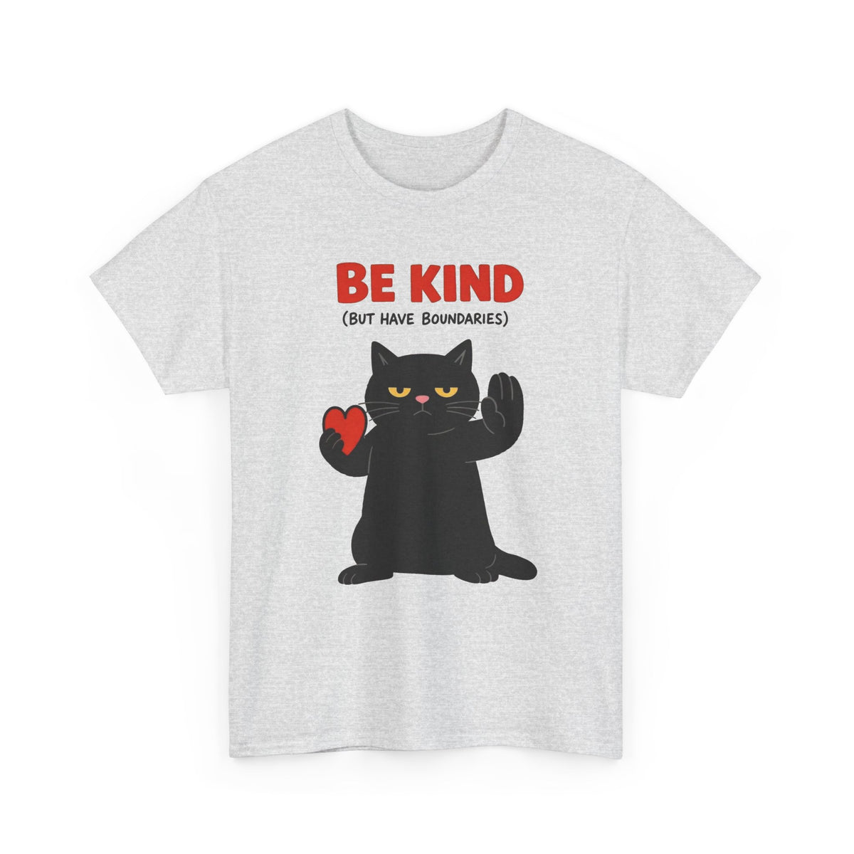 Be Kind But Have Boundaries Cat Funny Graphic T Shirt Men's Heavy Cotton Tee