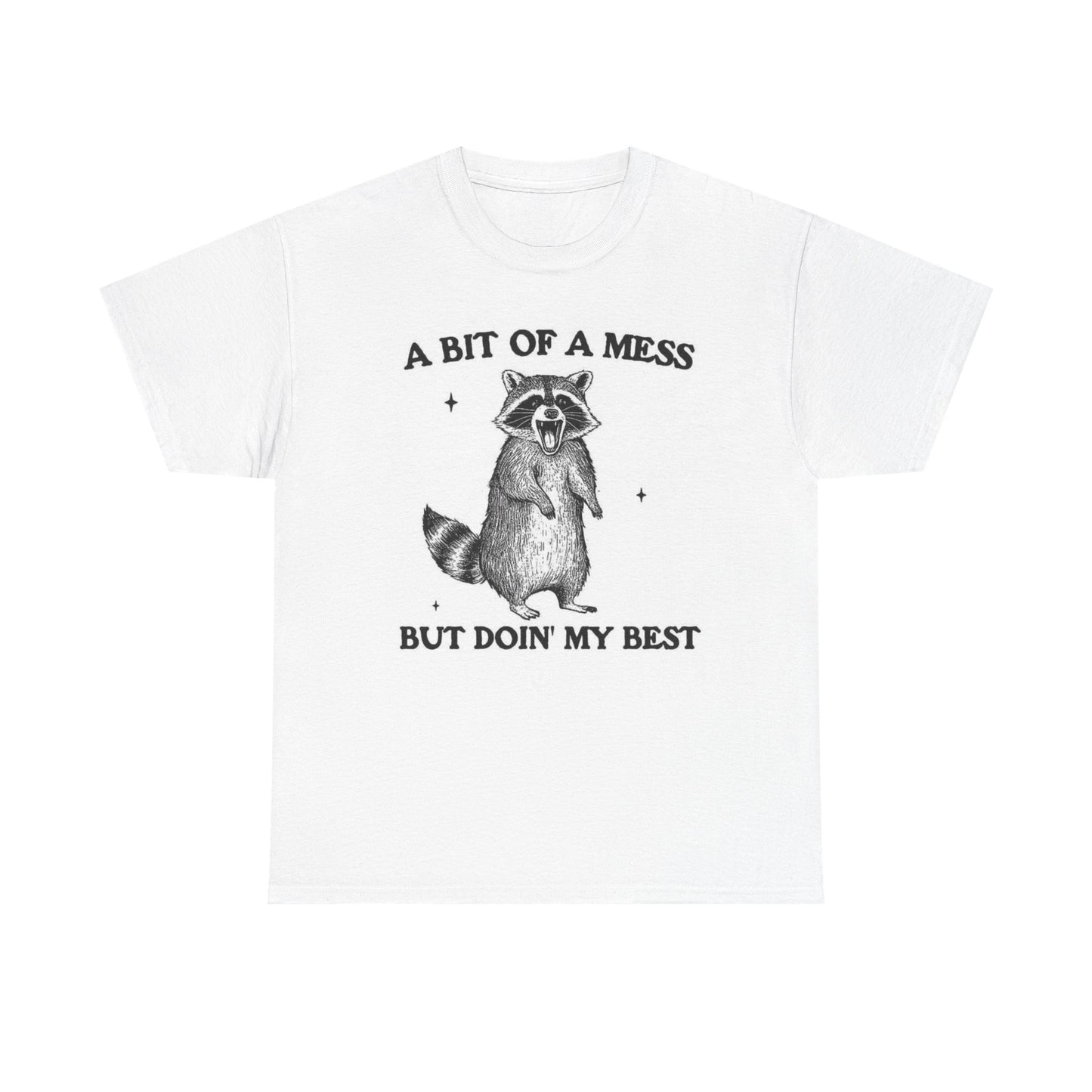 A Bit Of A Mess Graphic T Shirt Vintage Funny Retro Unisex Heavy Cotton Tee