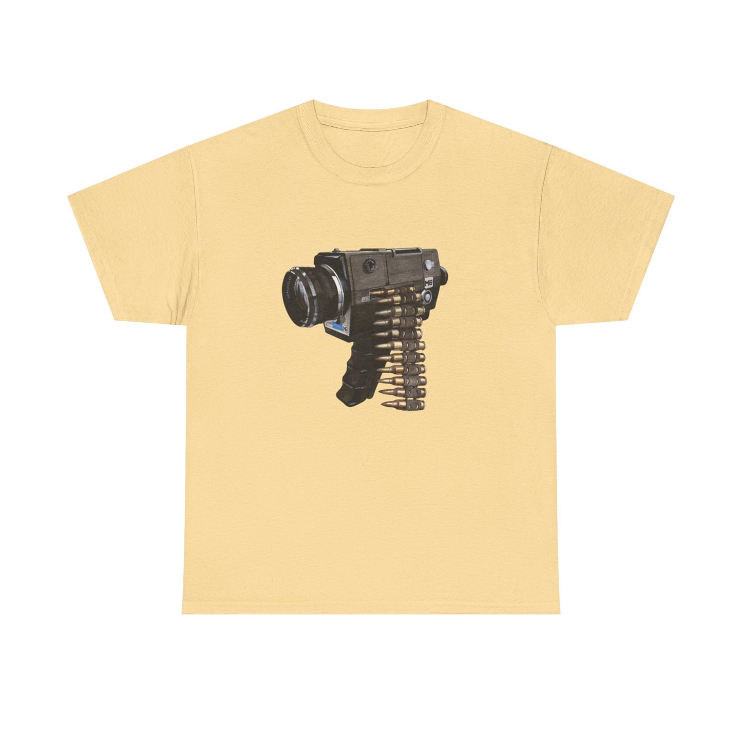 Camera Gun Art Graphic T Shirt Unisex Heavy Cotton Tee