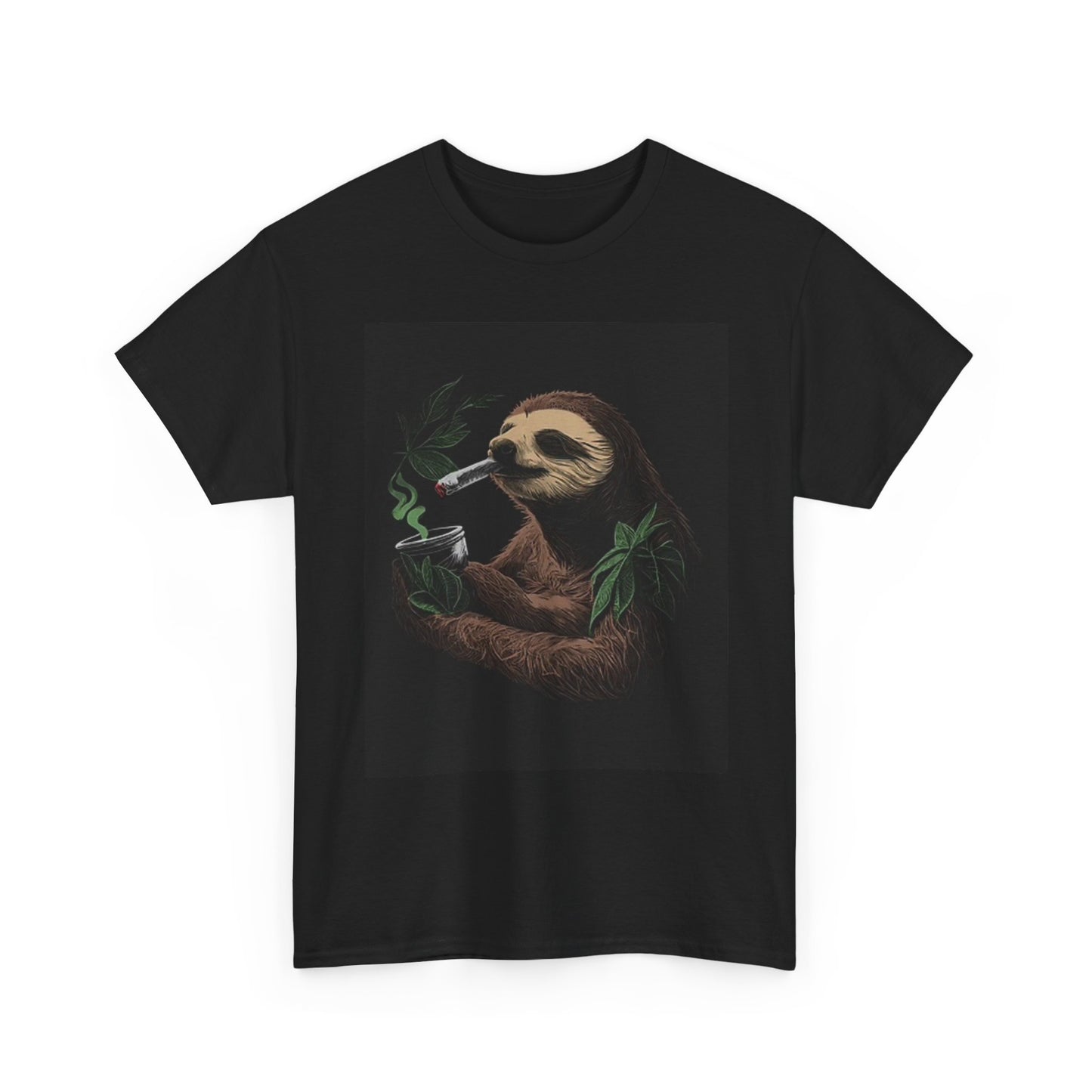 Sloth Smoking Weed T Shirt Funny Joint Graphic Unisex Heavy Cotton Tee