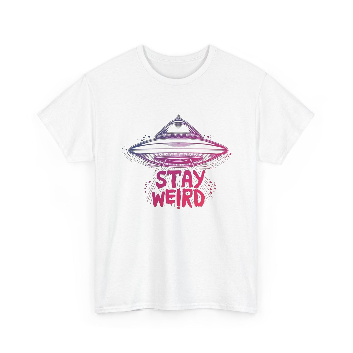 Stay Weird Aliens T Shirt Graphic Unisex Heavy Cotton Tee NEW GIFT
