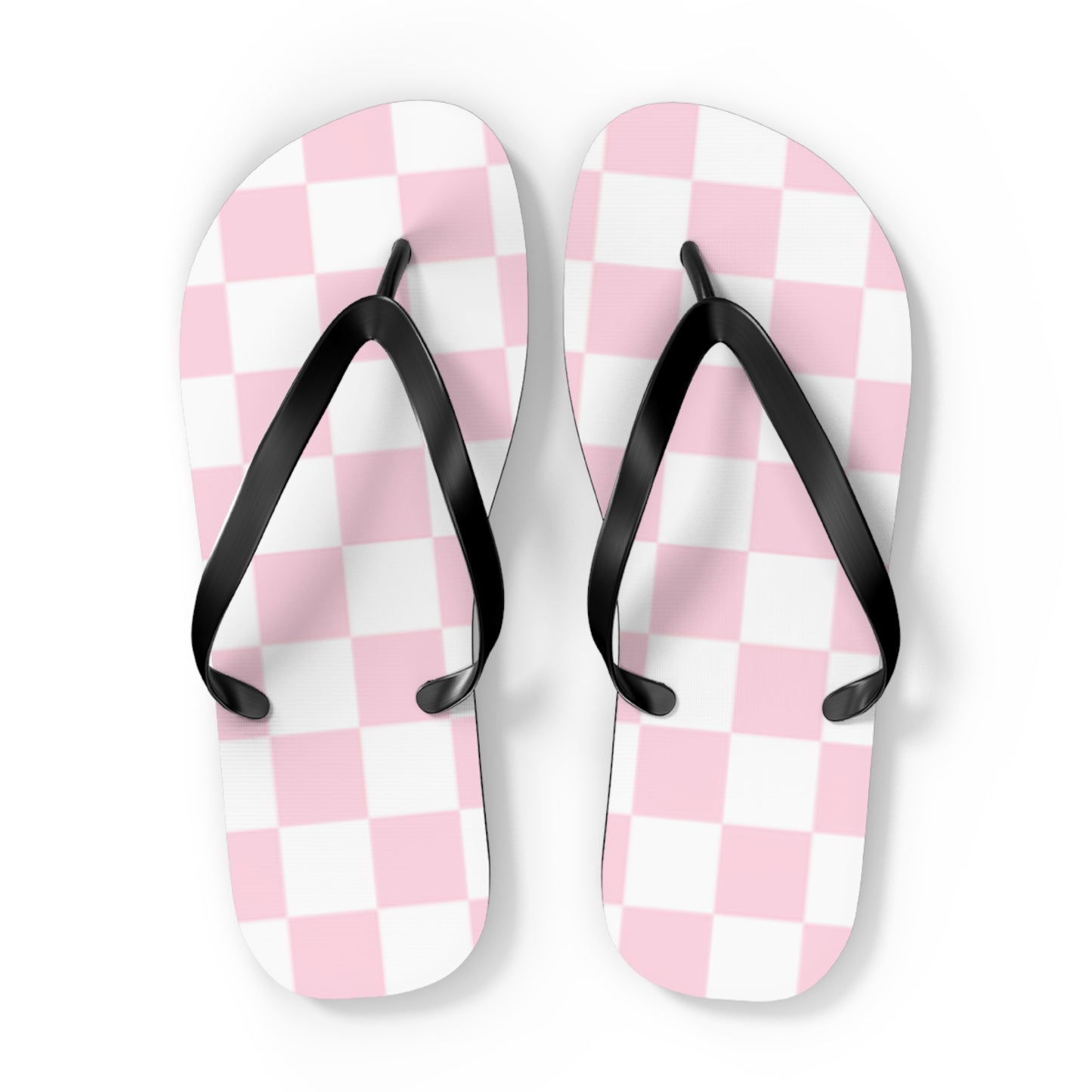 Pink Checkered Sandals, Beach Shoes, Vacation Flip Flops, Pool Slides
