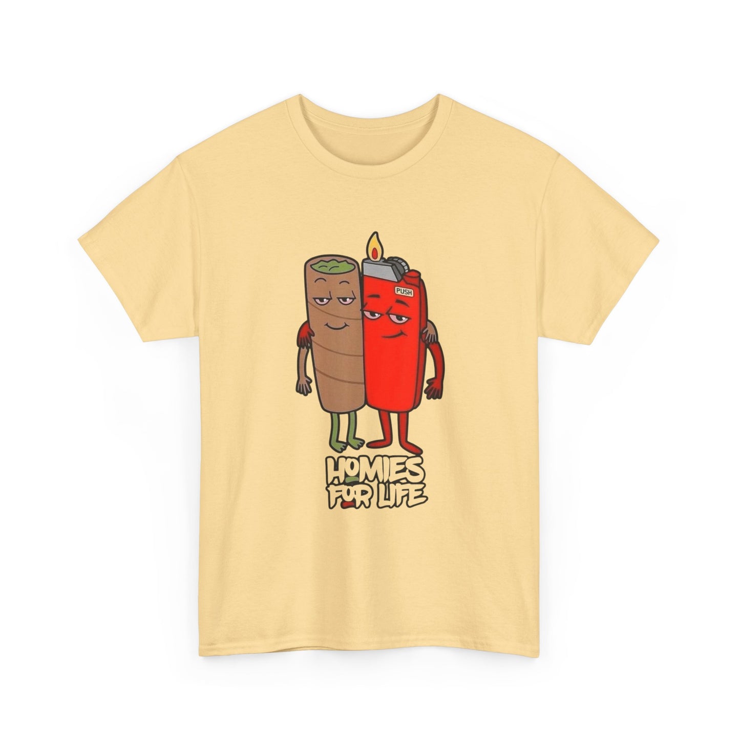 Homies For Life Weed And A Lighter Graphic T Shirt Unisex Heavy Cotton Tee