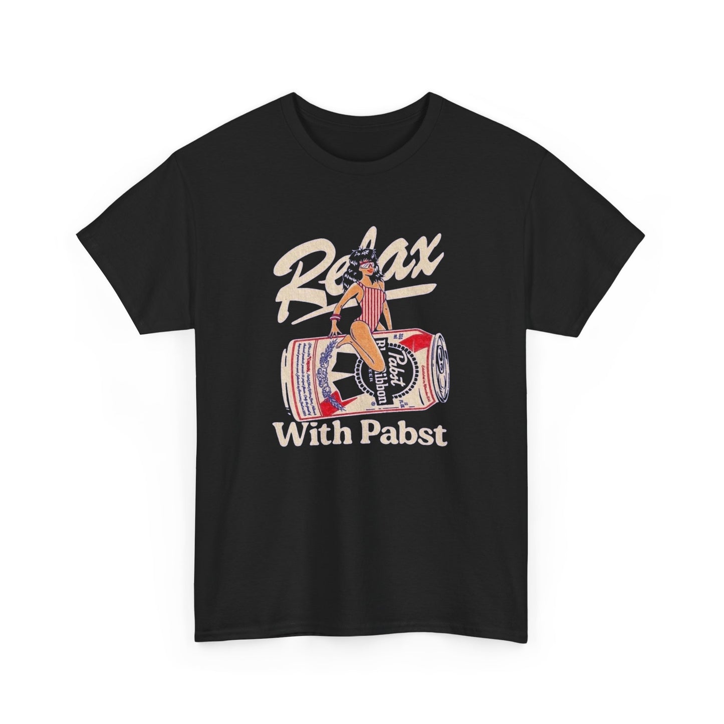 Relax With Pabst Vintage 90s Graphic T-Shirt Comfy Cotton Tee Brand NEW
