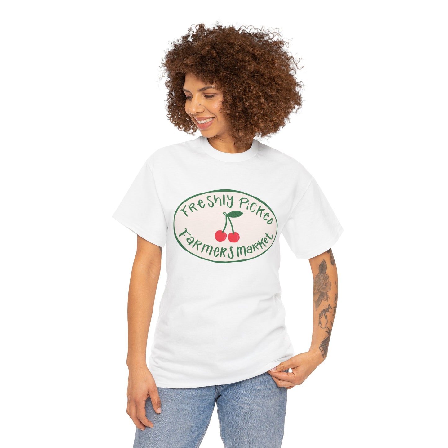 Freshly Picked Farmers Market Graphic T Shirt Retro Men's Heavy Cotton Tee
