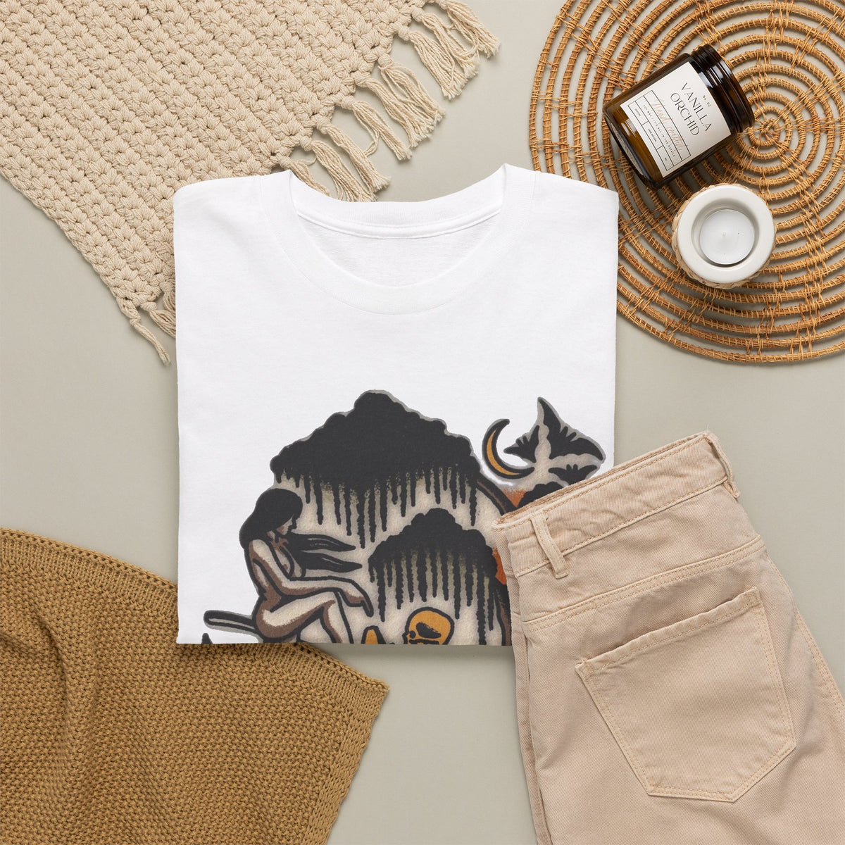 Praying For Women Funny Mystical Forest Moon Goddess Graphic T-Shirt Men's Tee
