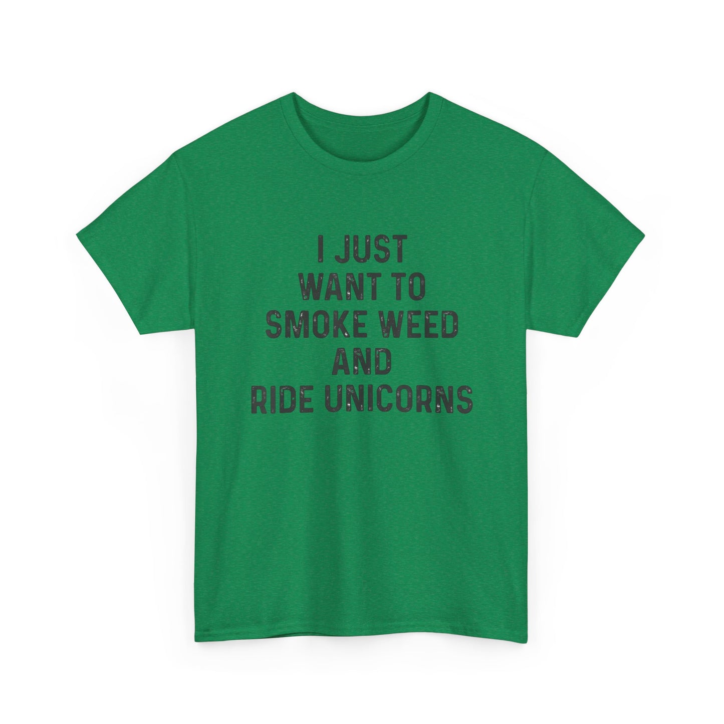 Smoke Weed And Ride Unicorns Funny T-Shirt Unisex Heavy Cotton Tee Gift New