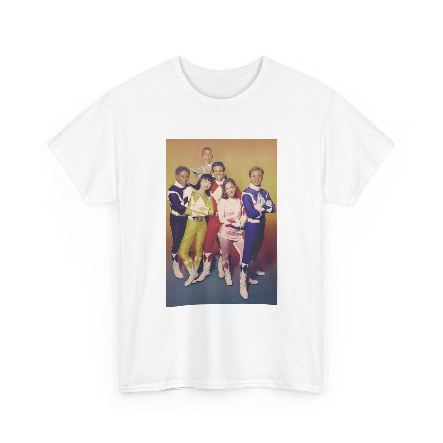 Power Rangers Cast Tshirt Vintage 90s Kids Retro Tv Shows Unisex Heavy Cotton