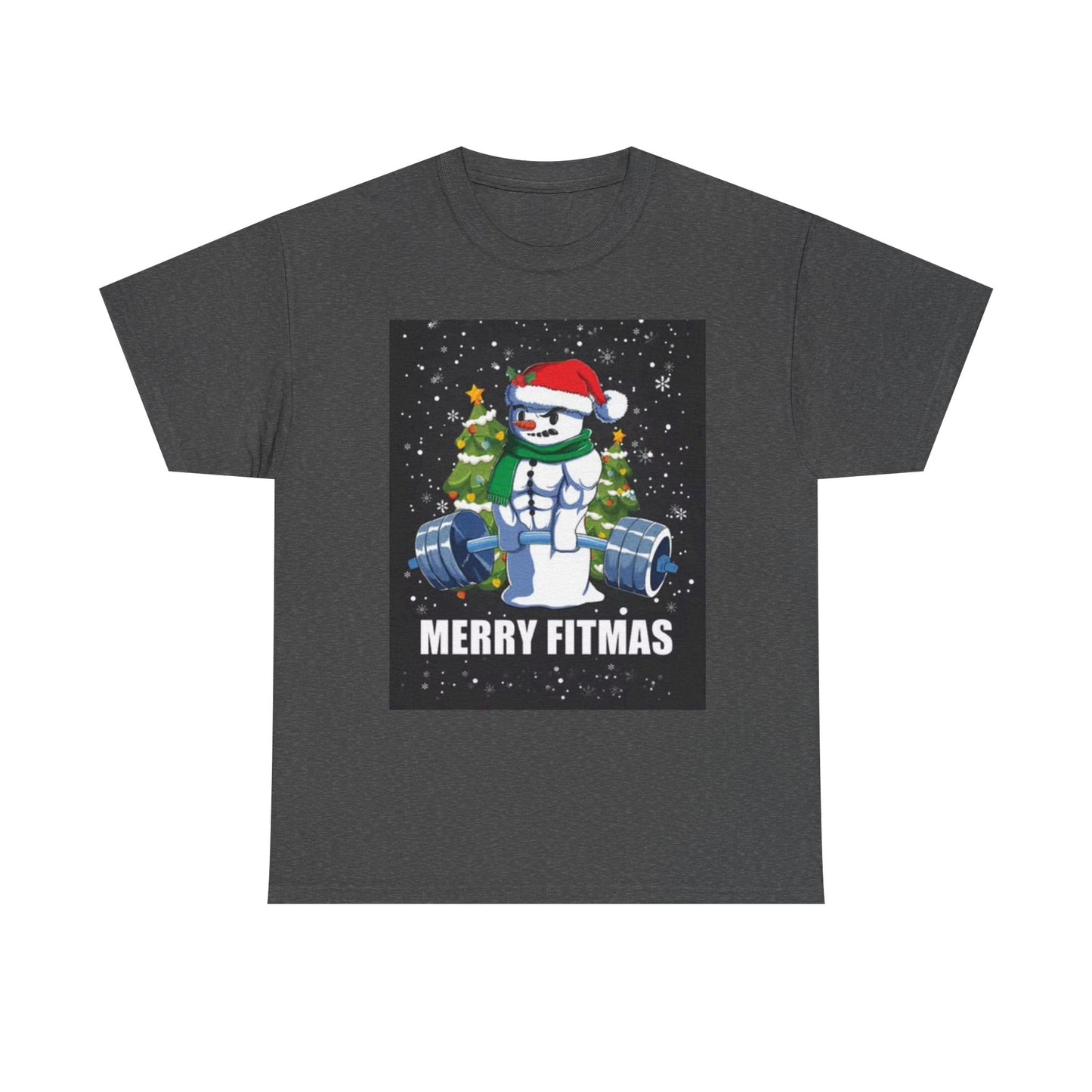 Merry Fitmas Shirt Funny Gym Snowman Christmas Gym Unisex Heavy Cotton Tee