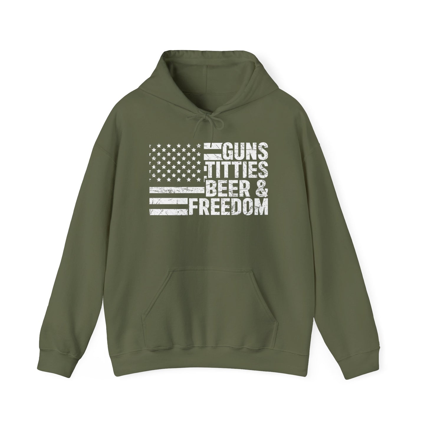 Guns Beer Freedom Women Flag Graphic Hoodie Heavy Blend Sweatshirt NEW