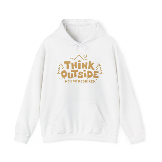 Think Outside No Box Required Graphic Hoodie Unisex Heavy Hooded Sweatshirt