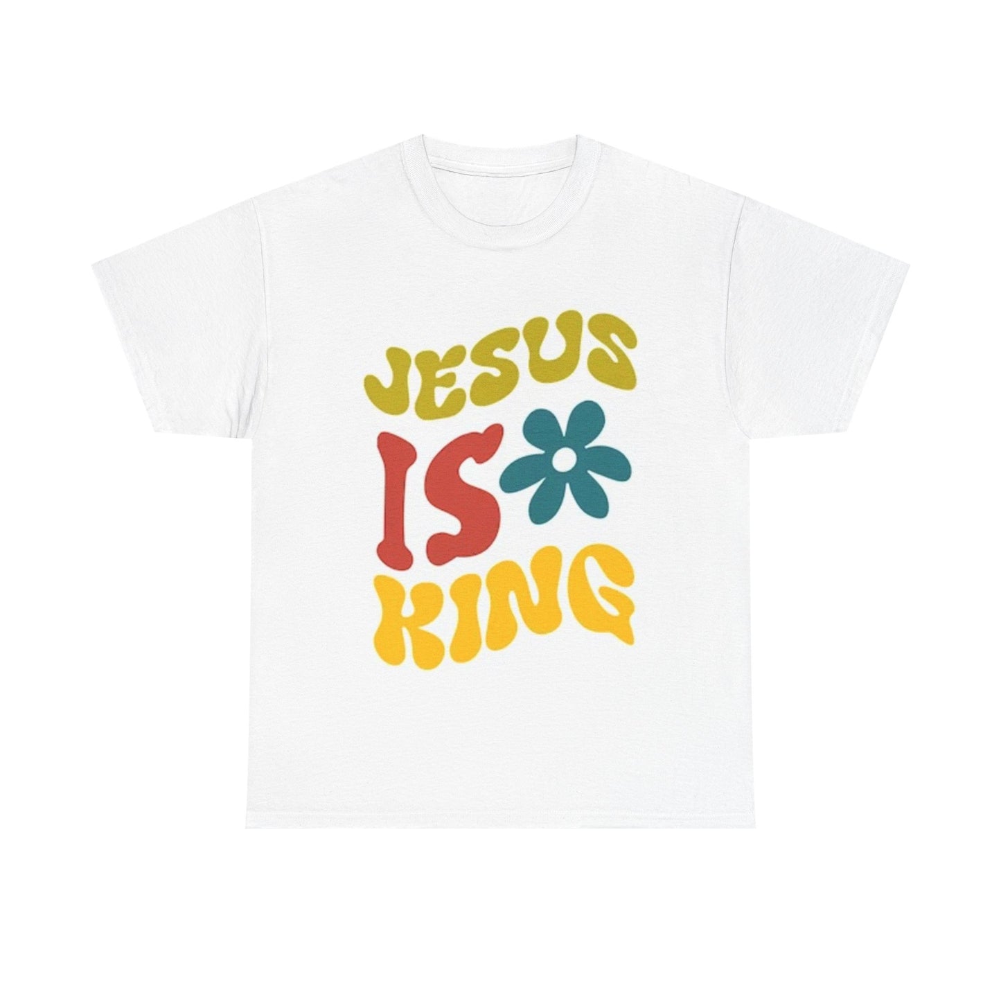 Jesus Is King Tshirt Retro Hippie Vibes Christ Unisex Heavy Cotton Tee