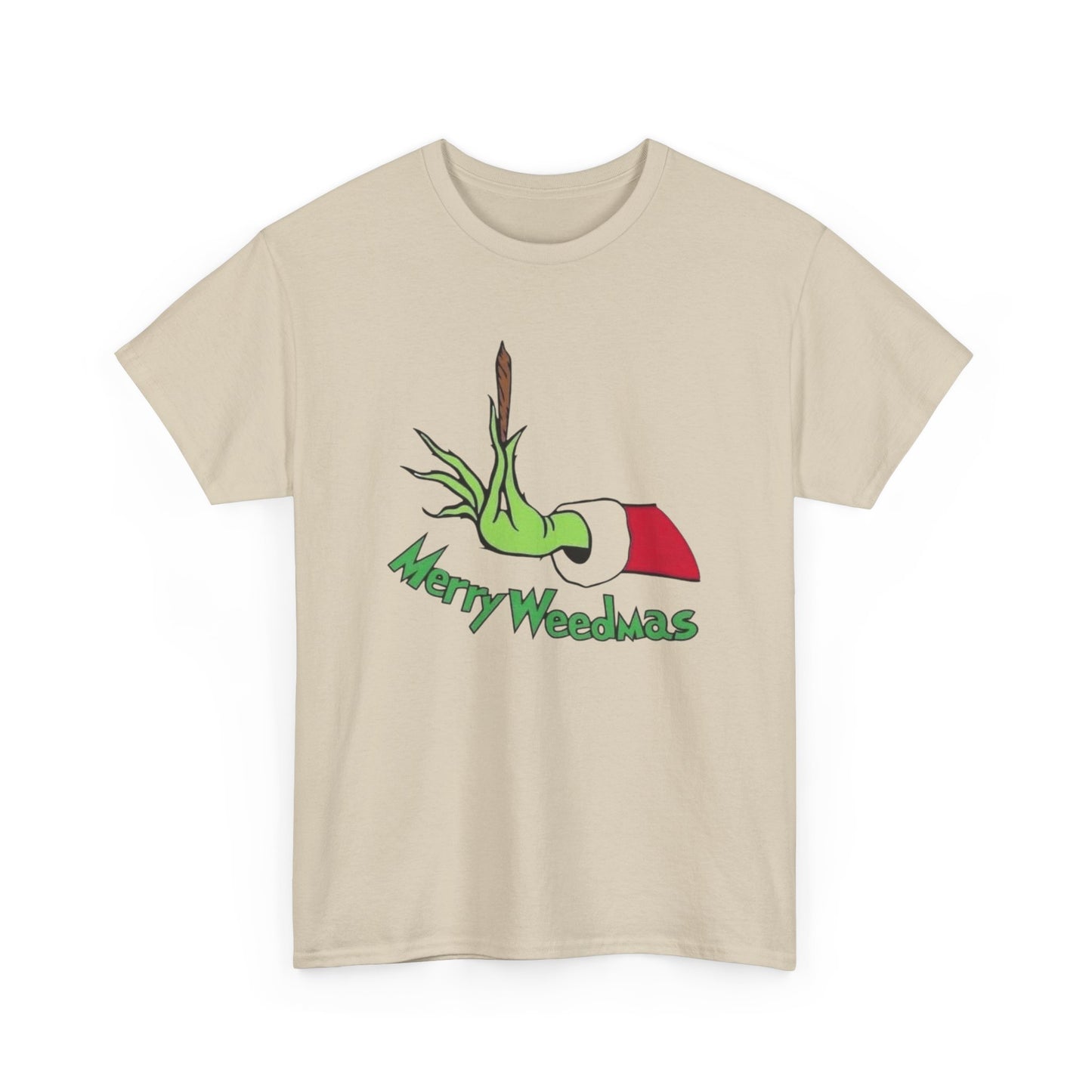 Merry Weedmas Funny Christmas Weed Graphic T Shirt Unisex NEW Heavy Cotton Tee