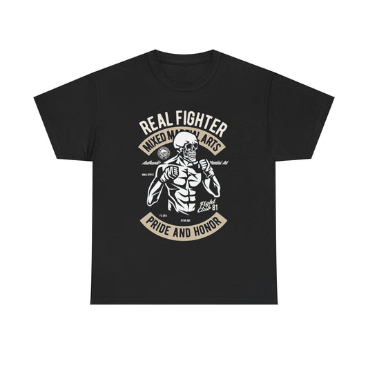Real Fighter MMA Graphic T Shirt Boxing GYM Unisex Heavy Cotton Tee