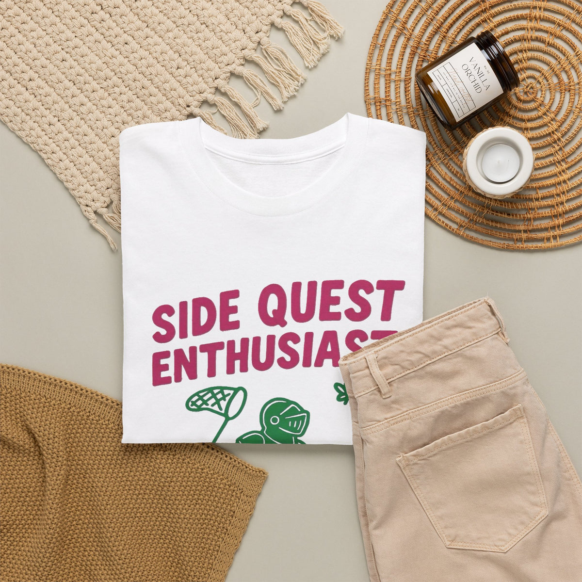 Side Quest Enthusiast Video Game Graphic T-Shirt Men's Tee