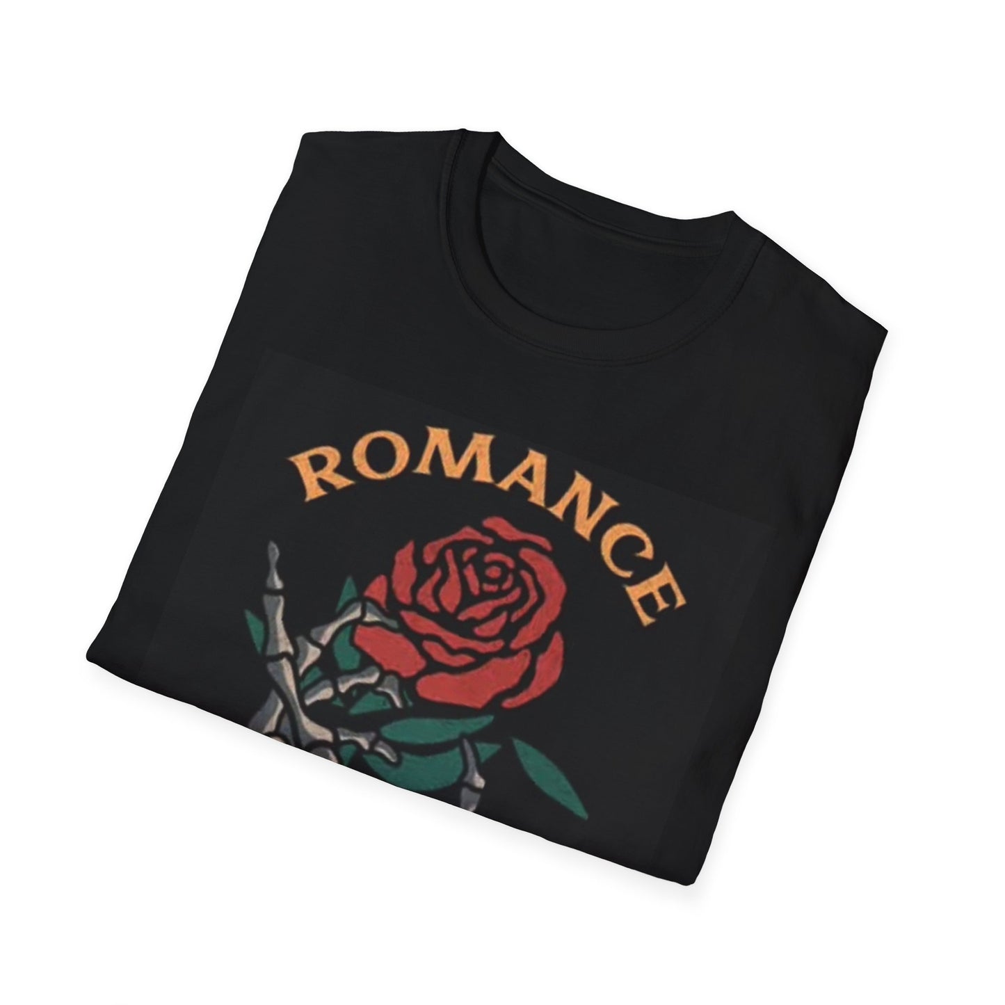 Romance Never Dies Graphic T Shirt Vintage Roses Rock Unisex Softstyle T-Shirt