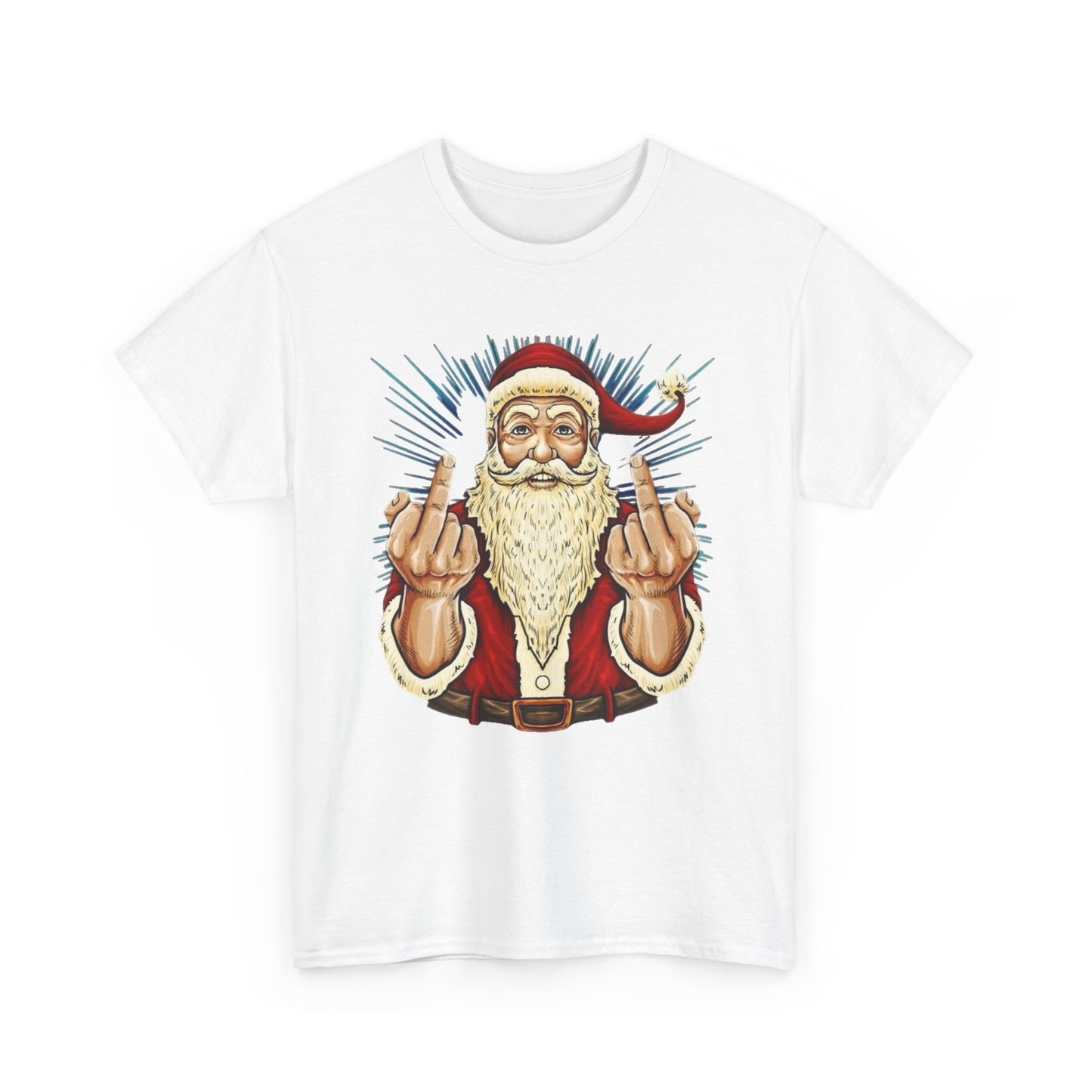 Funny Bad Santa Middle Finger Christmas Graphic T Shirt NEW ADULT