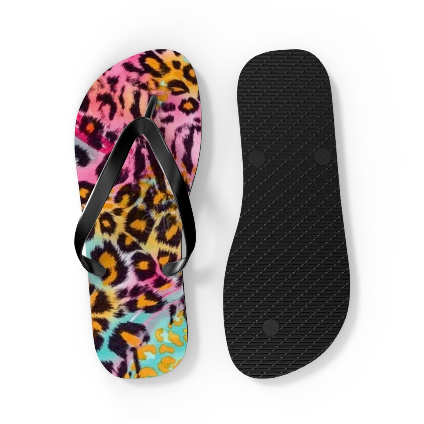 Pink Cheetah Beach Sandals, Slides for Summer, Flip Flops, Water Resistant