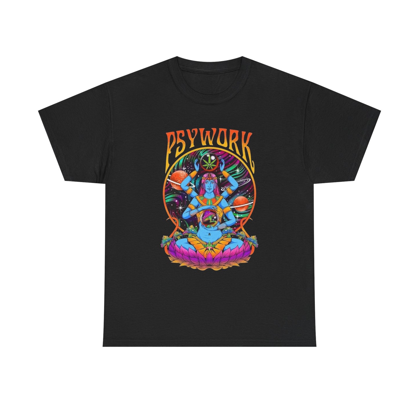 Peace Psywork Weed Leaf Graphic T Shirt Unisex Heavy Cotton Tee Gift