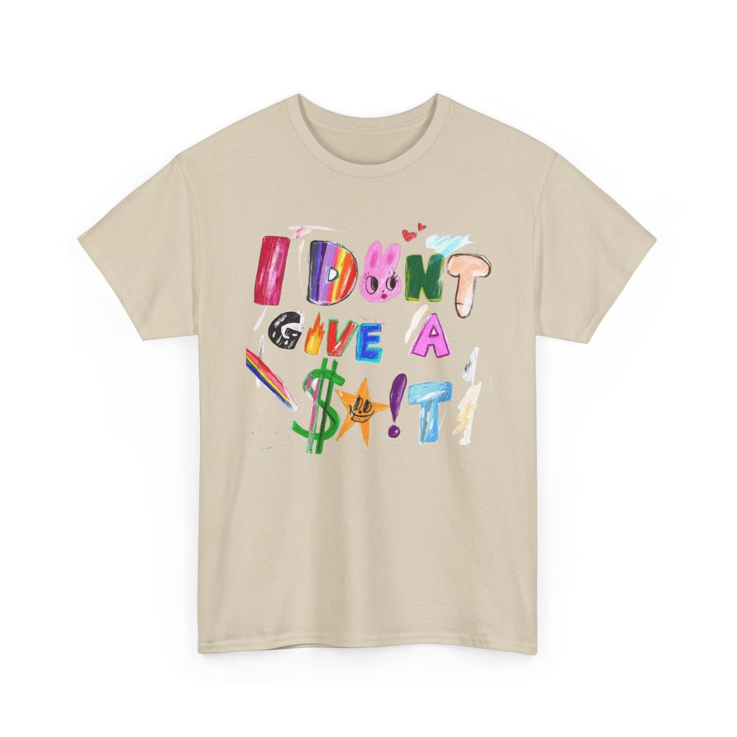 I Dont Care Funny Drawing Graphic T-Shirt Unisex Heavy Cotton Tee