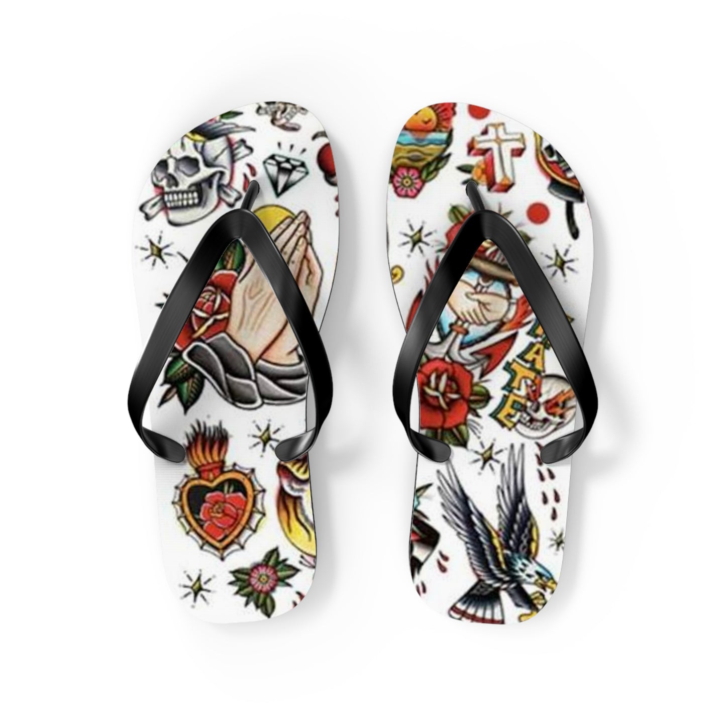 Sailor Jerry Navy Tattoos Sandals, Beach Shoes, Vacation Flip Flops, Pool Slides