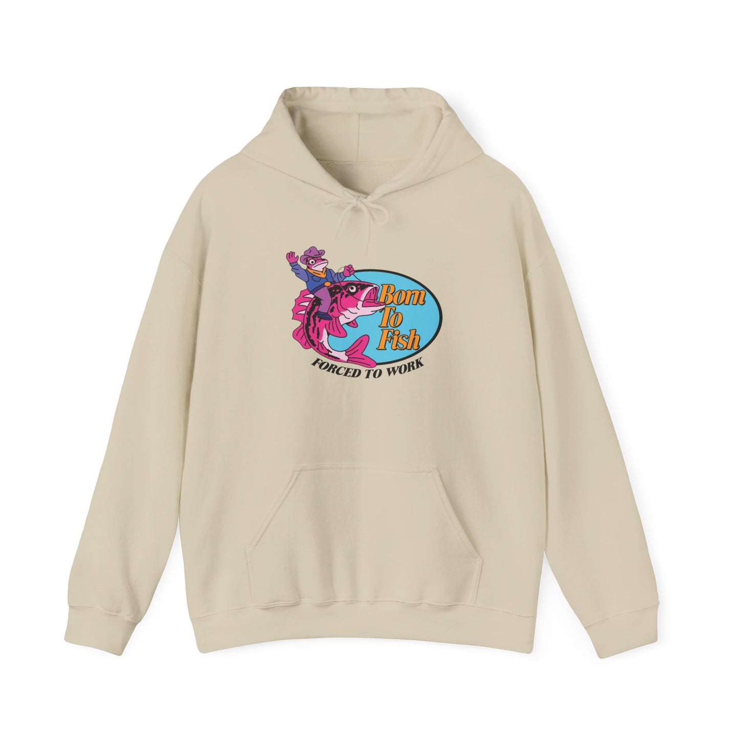 Born To Fish Forced To Work Graphic Hoodie Heavy Blend Sweatshirt NEW