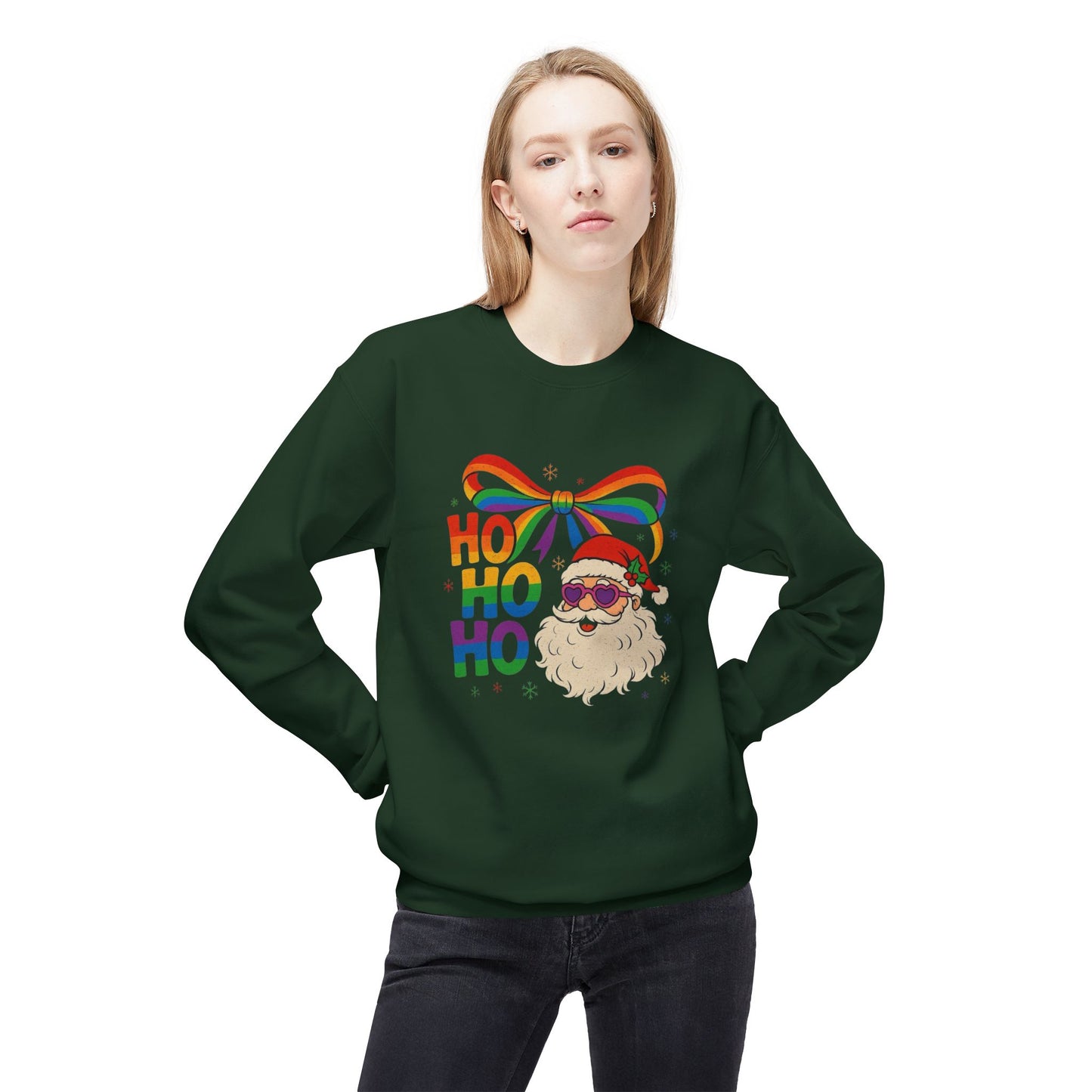 Rainbow Christmas Sweater NEW Unisex Fleece Crewneck Sweatshirt