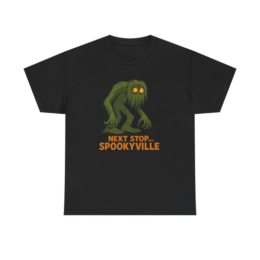 Next Stop SpookyVille Halloween Graphic T-Shirt Unisex Heavy Cotton Tee NEW