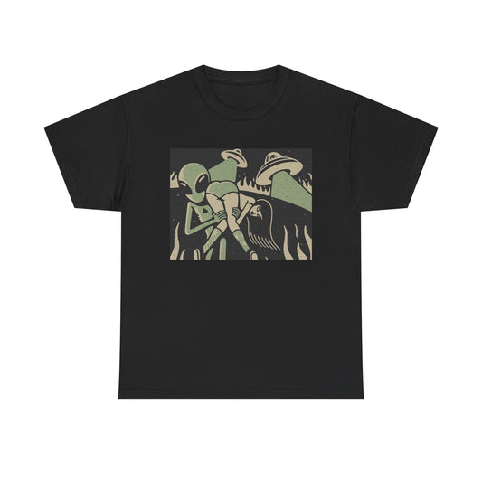 Alien Abduction Funny Graphic T-Shirt Cotton Tee New Gift Vintage