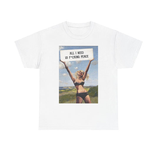 All I Need Is Peace Graphic T-Shirt Womens Comfy Cotton Tee NEW