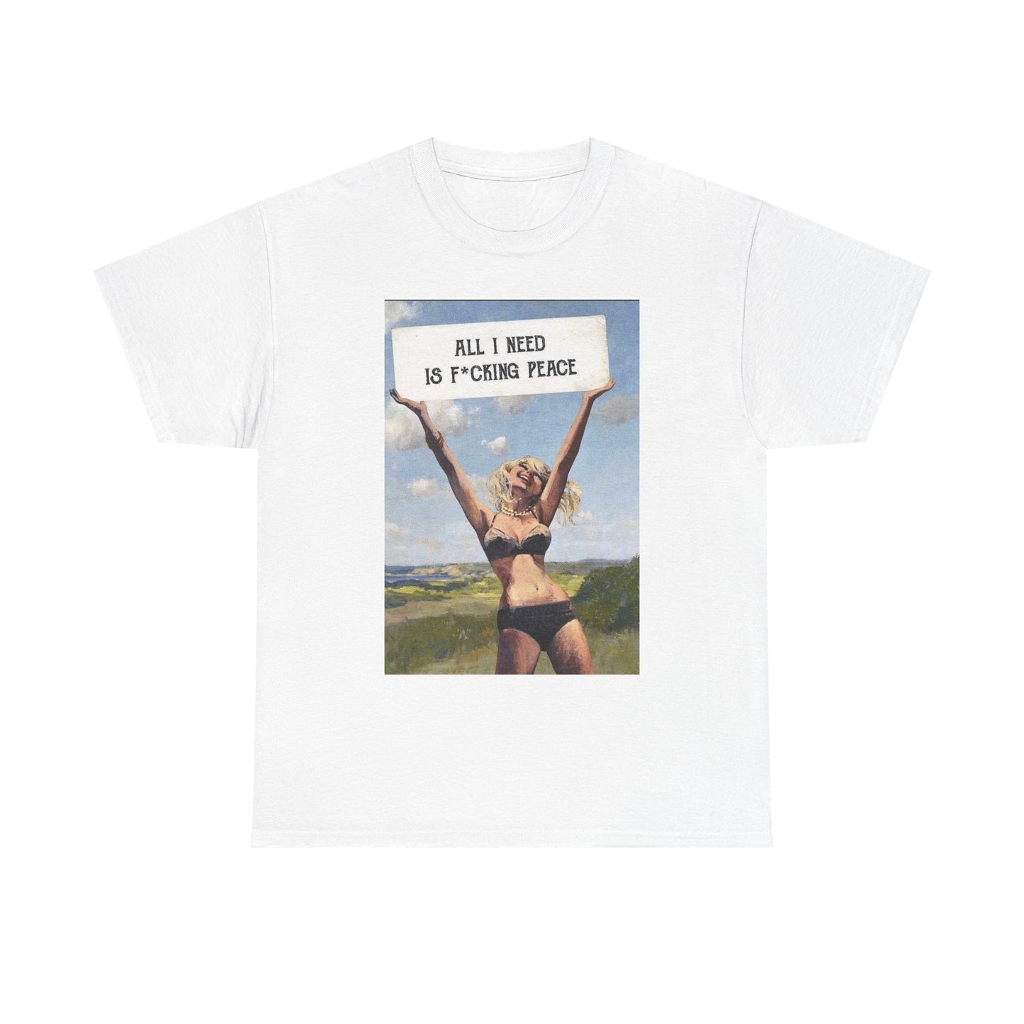 All I Need Is Peace Graphic T-Shirt Womens Comfy Cotton Tee NEW