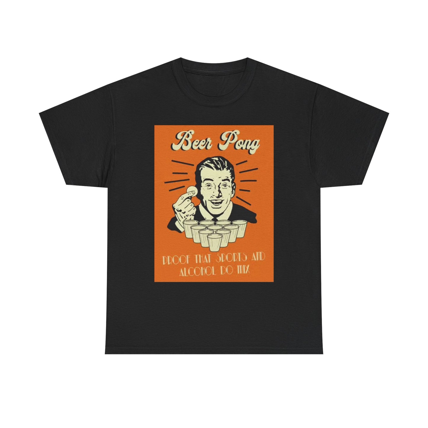 Beer Pong Sports T Shirt Funny Graphic Retro Vintage Unisex Heavy Cotton Tee