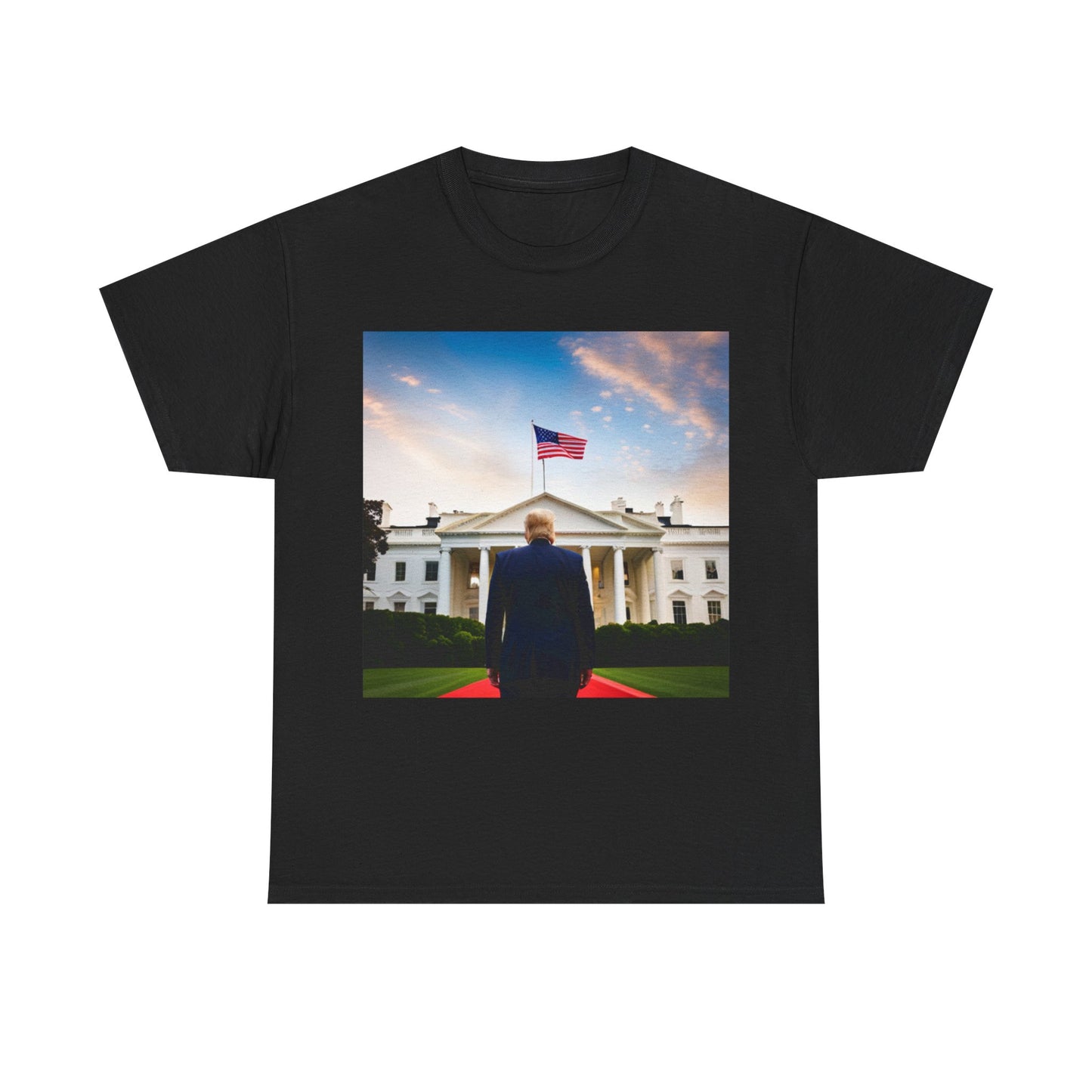 Trump Walking Into White House T shirt 2024 USA America Unisex Heavy Cotton Tee