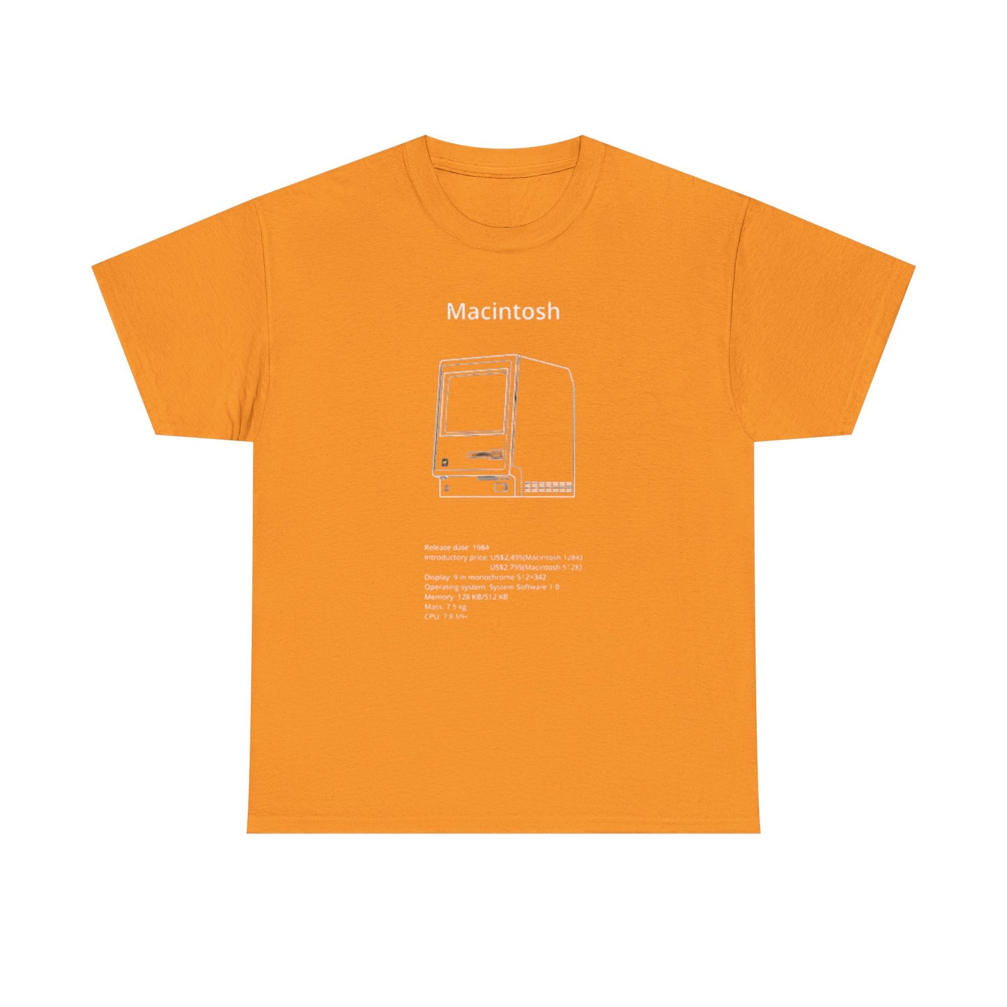 Macintosh Computer Graphic T Shirt Retro Tech Unisex Heavy Cotton Tee