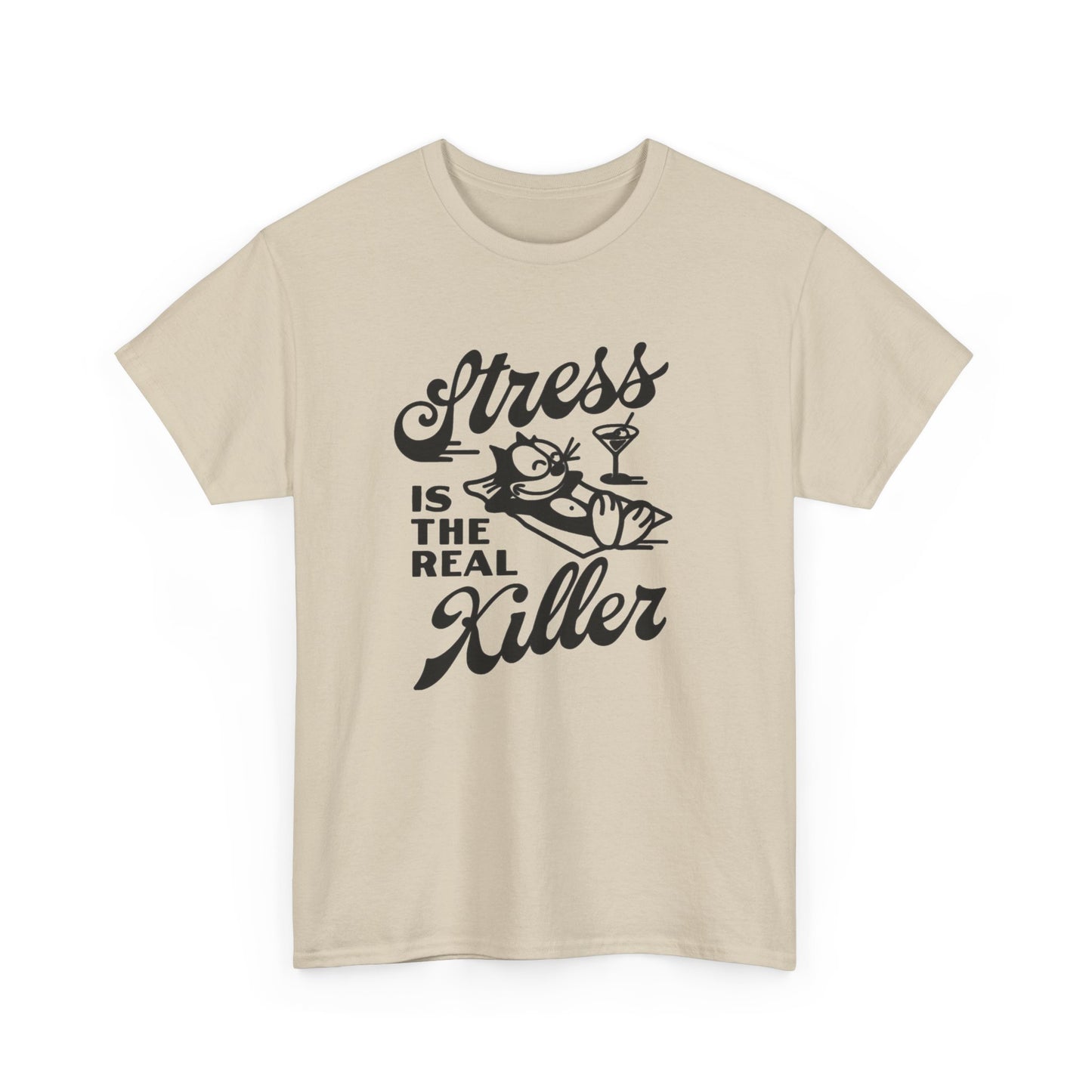 Stress Is The Real Killer Graphic T Shirt NEW Vintage Unisex Heavy Cotton Tee