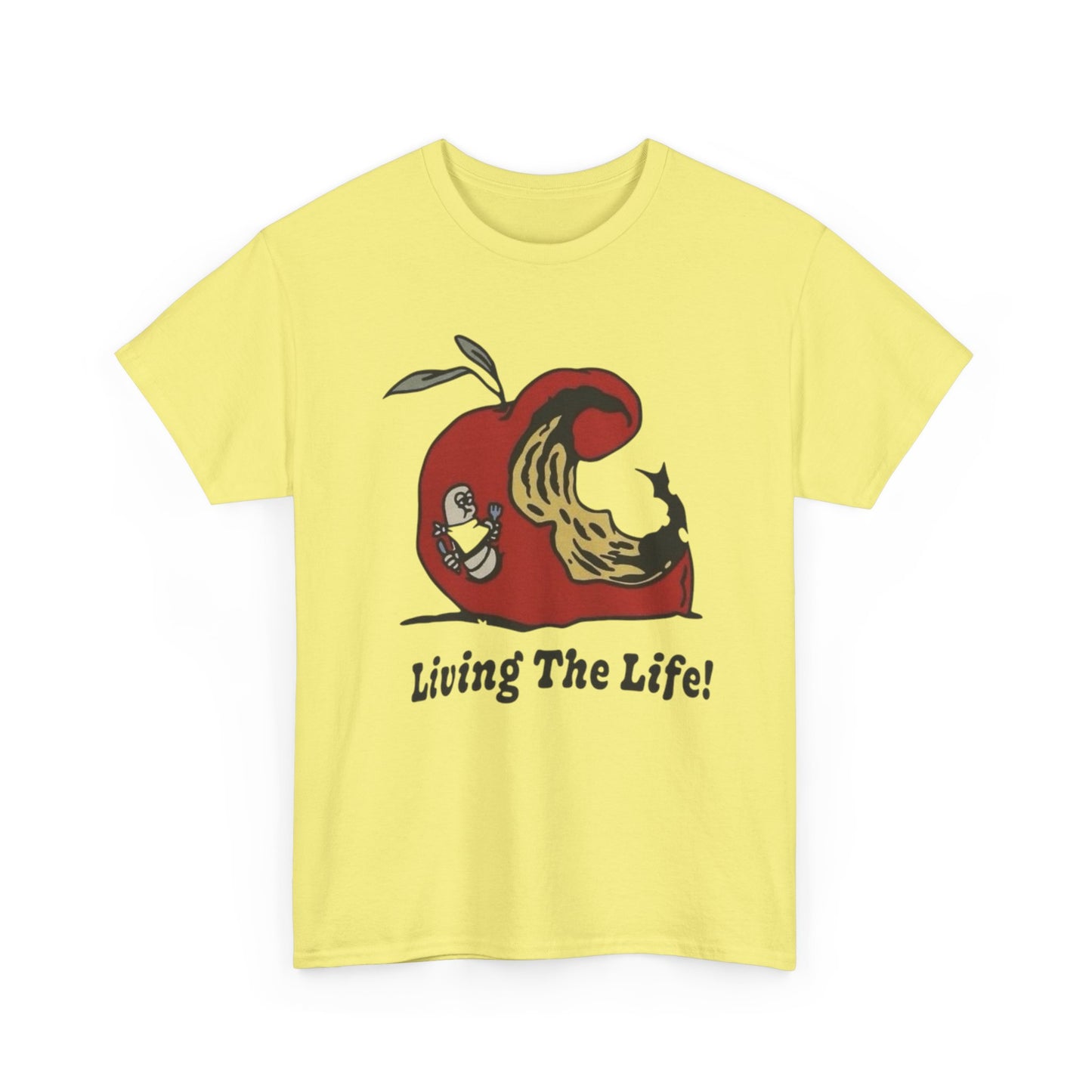 Living The Life Apple Vintage Graphic T Shirt ADULT NEW Heavy Cotton Tee