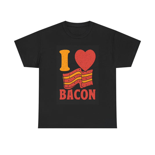 I Love Bacon Shirt Funny Graphic BBQ Grill Unisex Heavy Cotton Tee