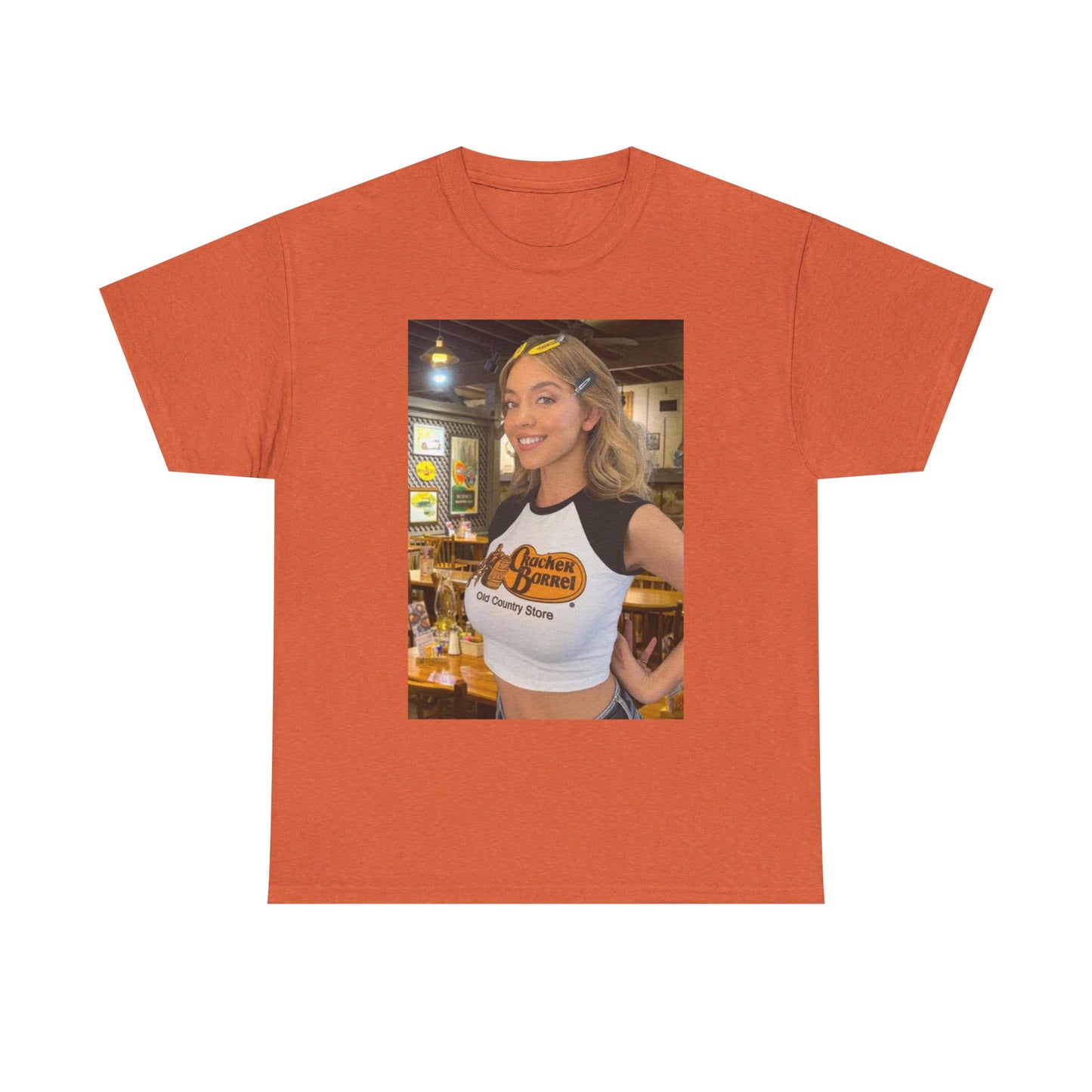Sydney Sweeney Graphic T Shirt Cracker Barrel Funny Gift Unisex Heavy Cotton Tee