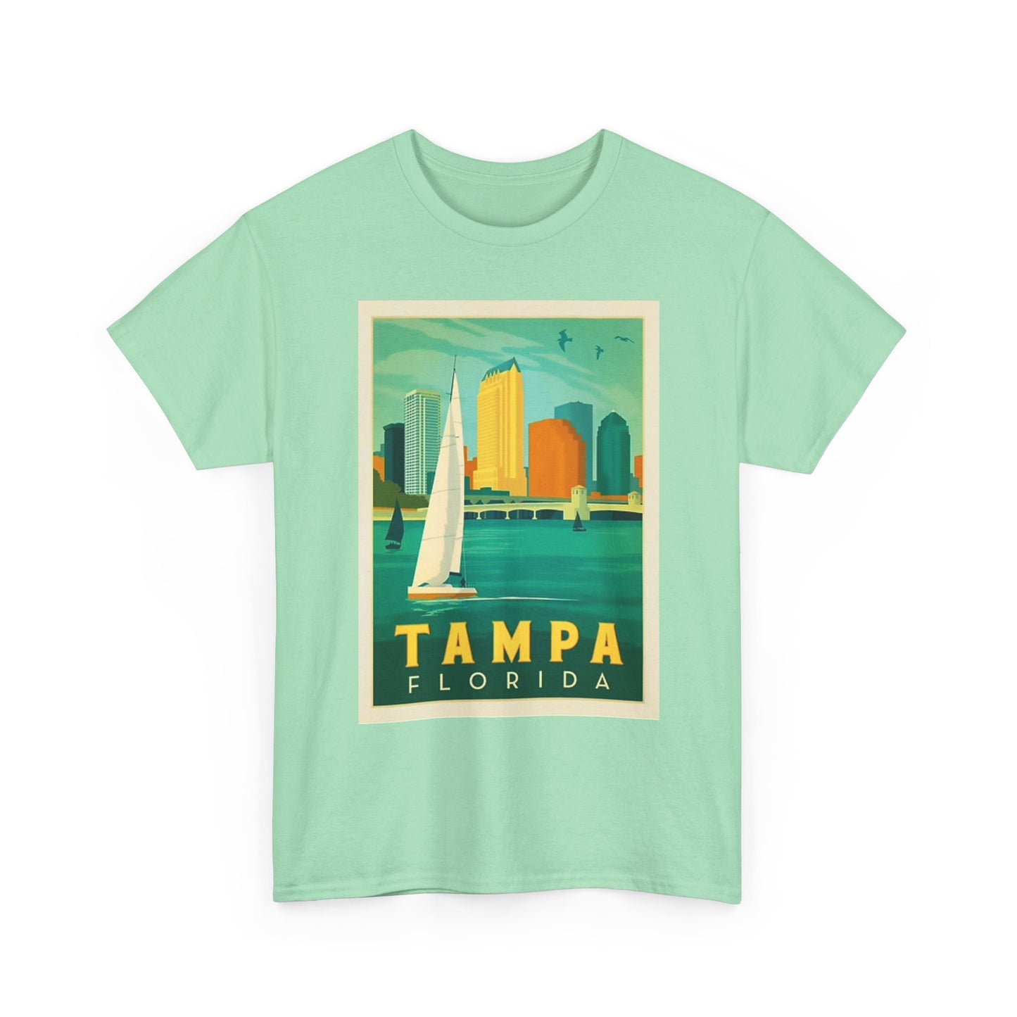 Tampa Florida Graphic T Shirt Vintage Sailing Beach Unisex Heavy Cotton Tee